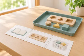 活動の手順を伝える絵カードと、取り組みを分かりやすく整理した教材のイメージ